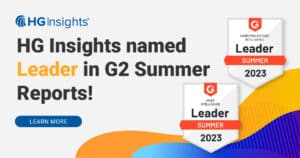 HG Insights, the global provider of data-driven insights to 90% of Fortune 100® B2B tech companies, has been named a Leader on both the G2 Grid® for Sales Intelligence and the Grid for Marketing Account Intelligence by G2, the world’s largest and most trusted software marketplace. 