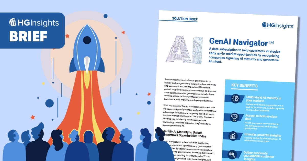 Our latest solution brief reveals how users can strategize early go-to-market opportunities by recognizing companies signaling AI maturity and generative AI intent to gain a competitive advantage through early targeting based on best-in- class market intelligence.