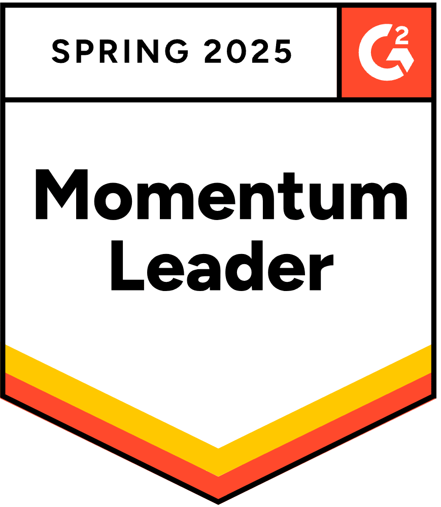 G2 badge awarded for "Momentum Leader," Spring 2025.