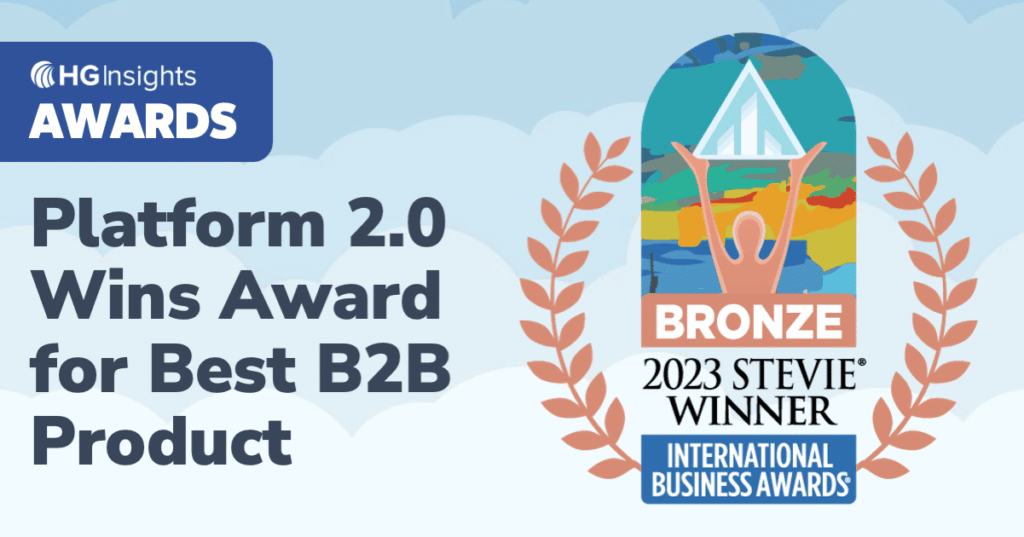 Stevie Awards: Nomination: HG Insights Platform 2.0 Category: Business-to-Business Products Status: Bronze Stevie Winner