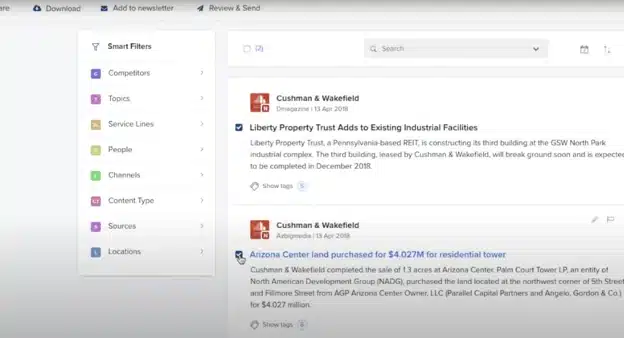 Contify Intelligent Dashboard