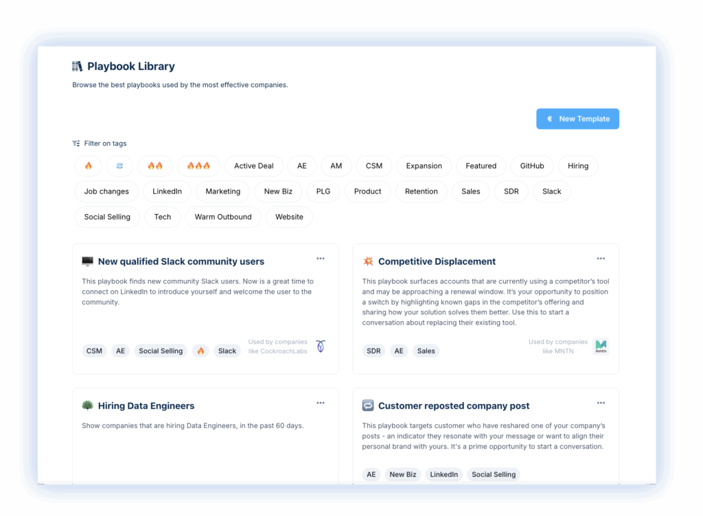 Improve sales efficiency with AI-automated, account research, playbooks, personalized outreach, and signal-based engagement.