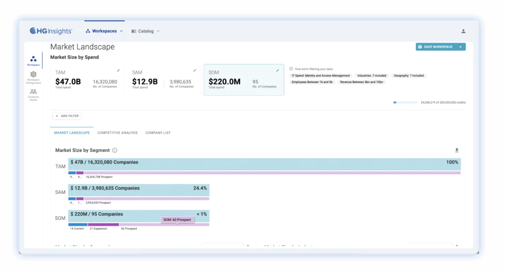 Whitespace segmentation view separating expansion accounts from net-new prospects