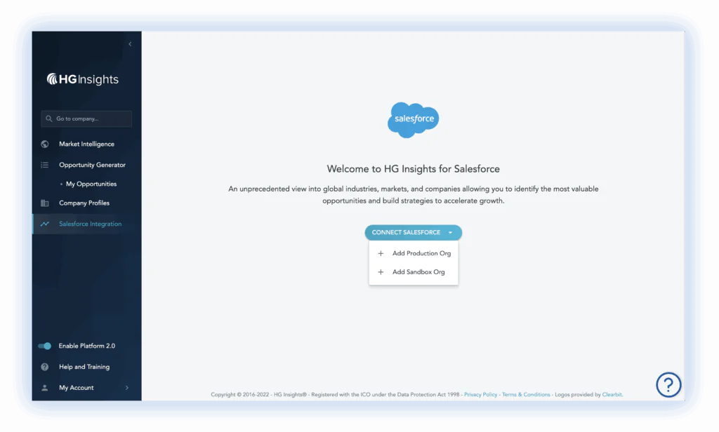 Easily link your CRM-of-choice to HG Insights’ RGI Fabric data.​