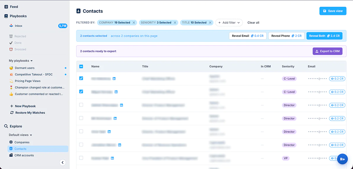 Bulk select and enrich contacts across accounts