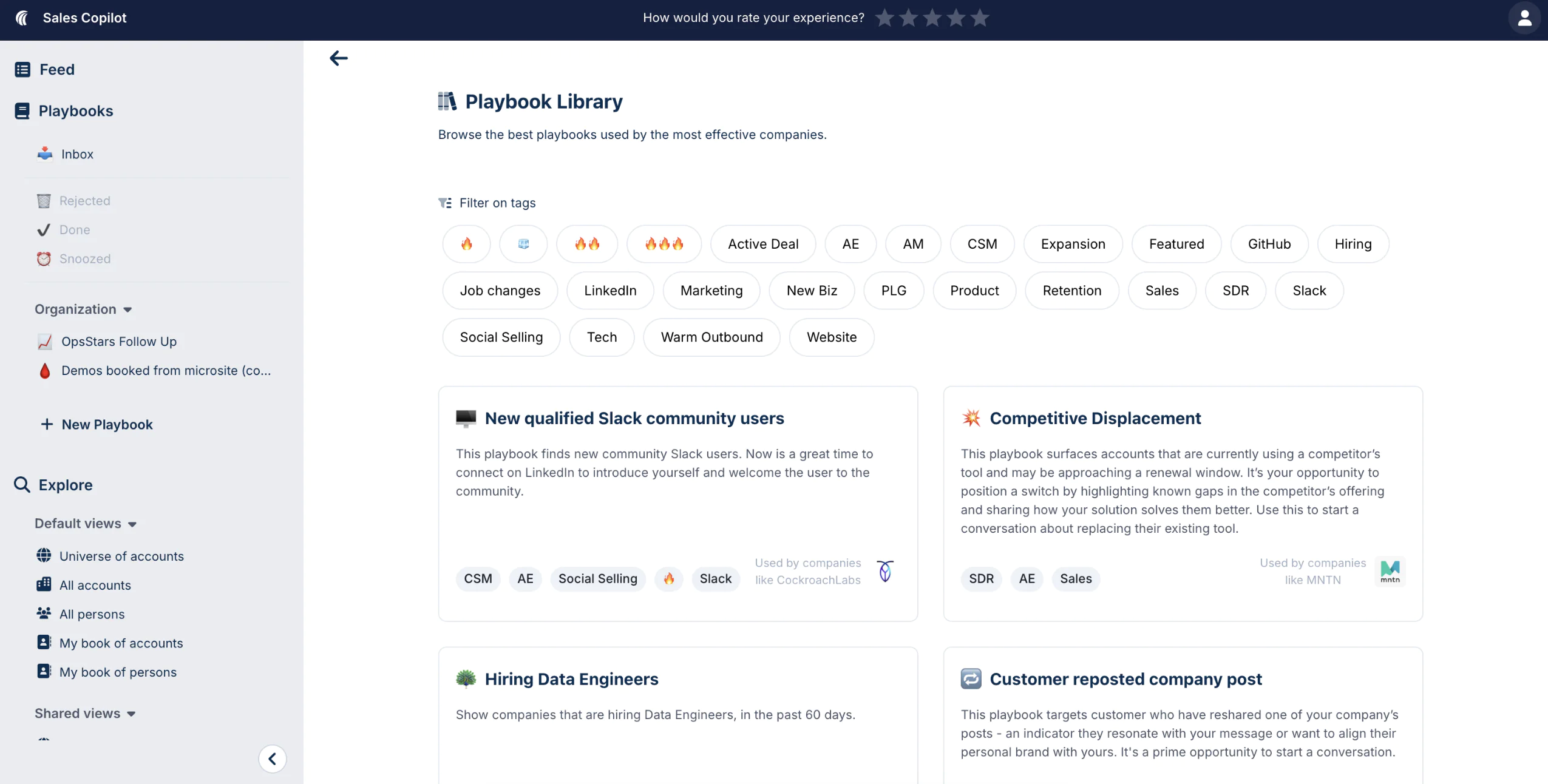 Sales Copilot playbook library