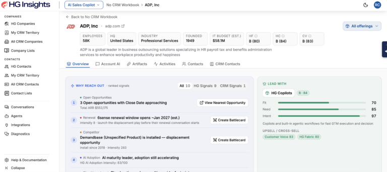 Sales Copilot account page