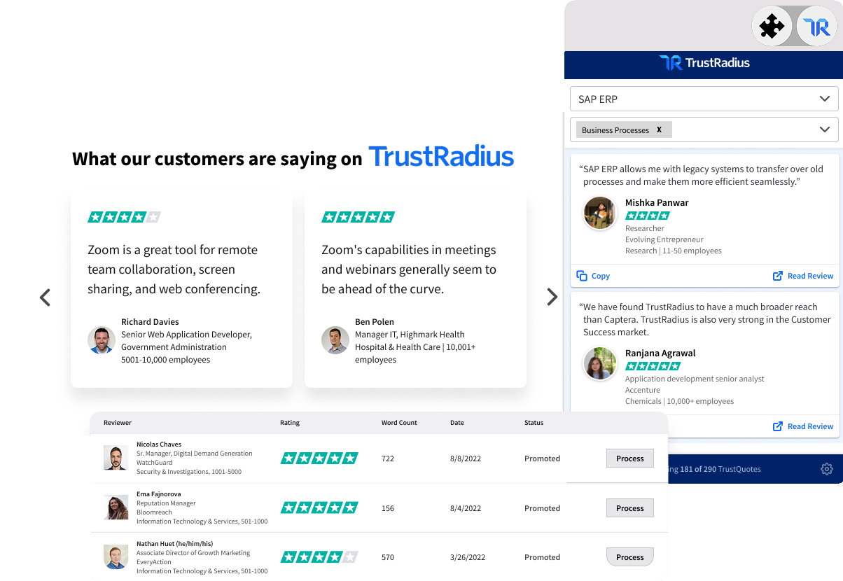 HG Customer Voice review widgets, TrustQuotes, and review management