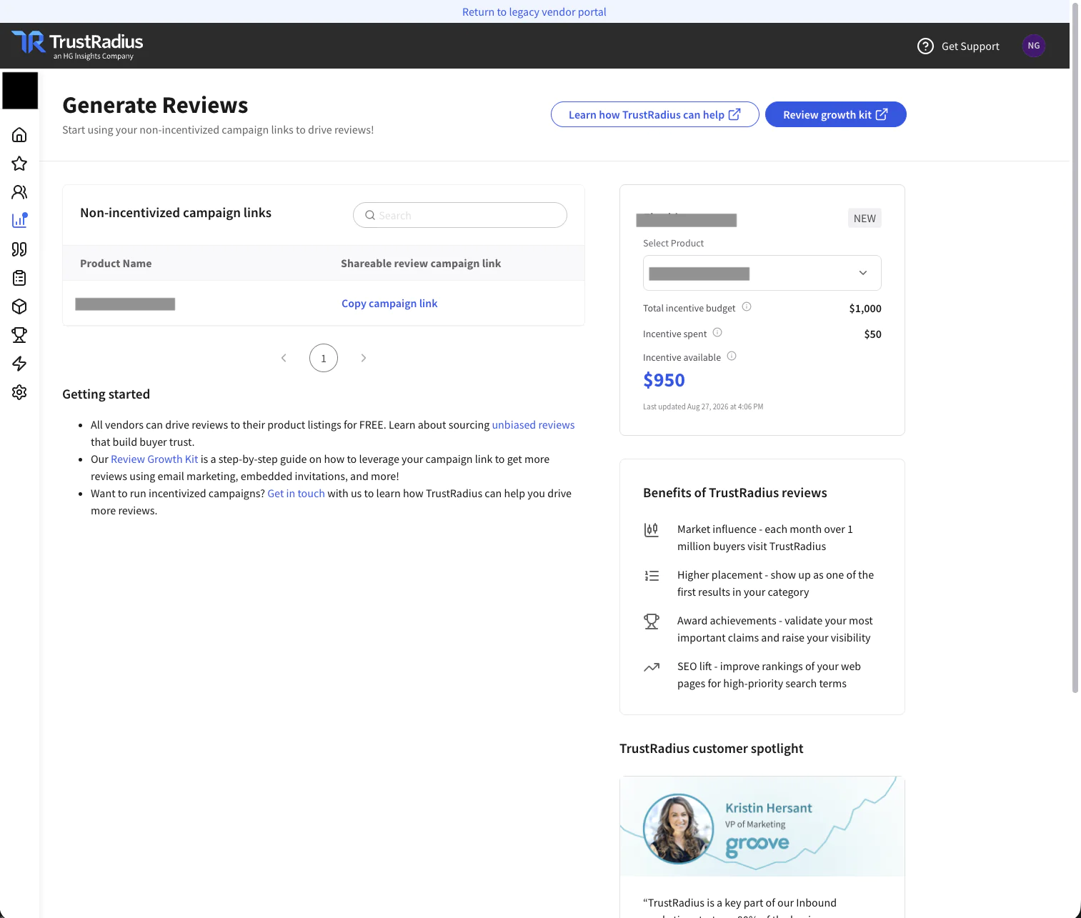 Generate reviews page on TrustRadius