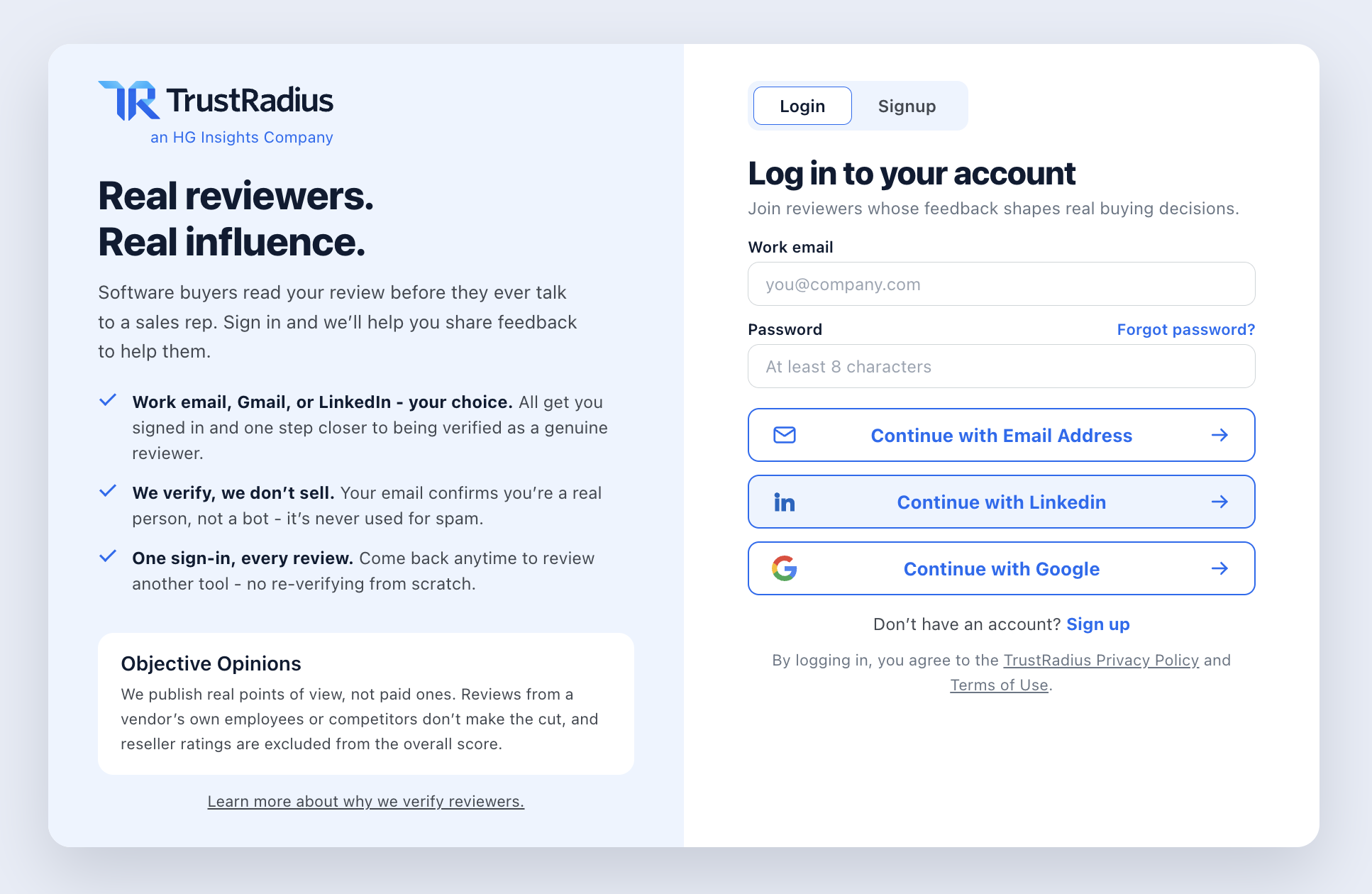 Google sign-in for reviews page